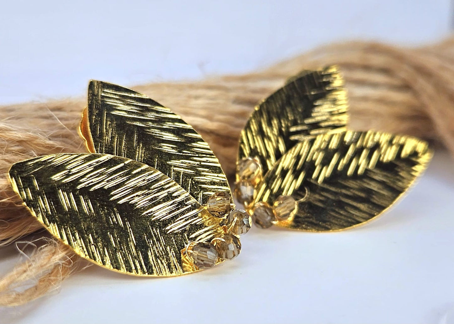 Olive Leaf Gold Stud Earrings with CRYSTALLIZED™ – Swarovski Elements - Mia Sophia Design