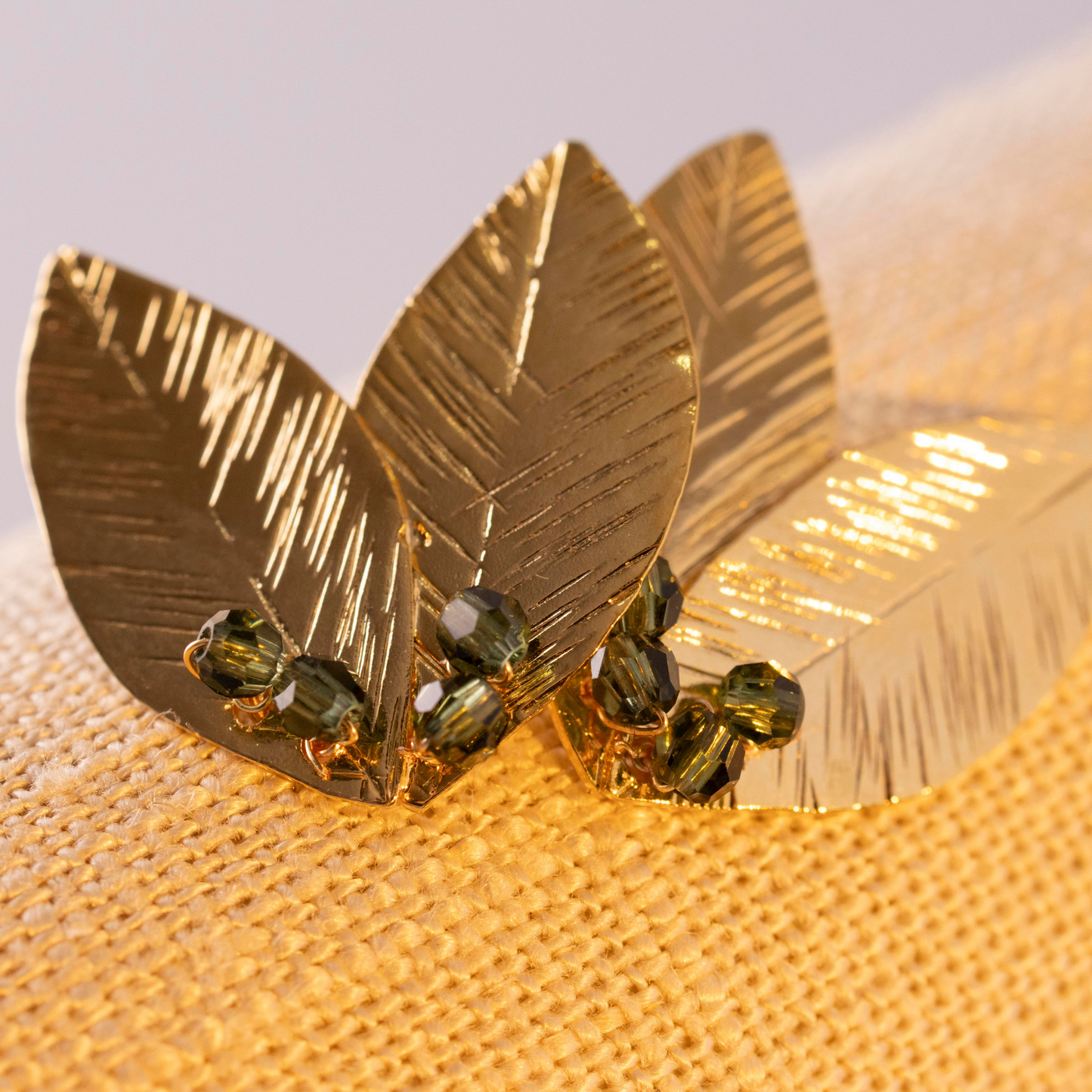 Olive Leaf Gold Stud Earrings with CRYSTALLIZED™ – Swarovski Elements - Mia Sophia Design