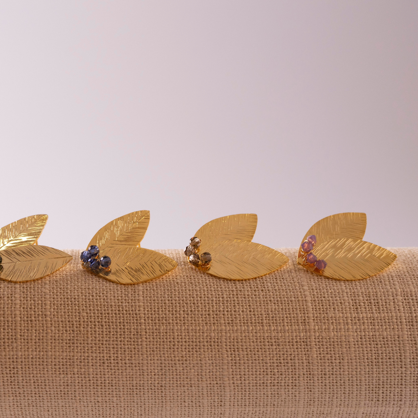 Olive Leaf Gold Stud Earrings with CRYSTALLIZED™ – Swarovski Elements - Mia Sophia Design