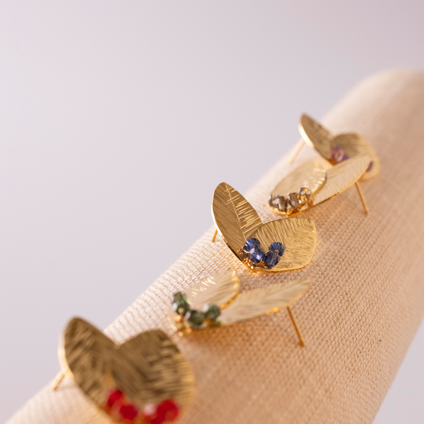 Olive Leaf Gold Stud Earrings with CRYSTALLIZED™ – Swarovski Elements - Mia Sophia Design