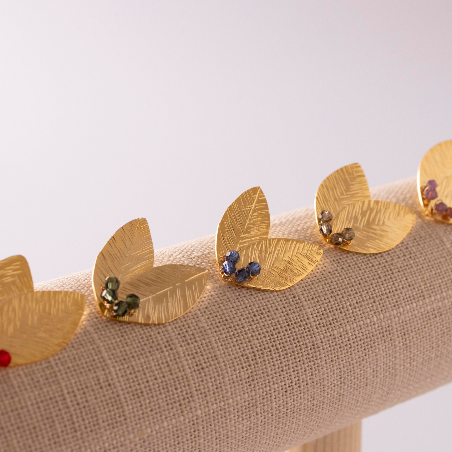 Olive Leaf Gold Stud Earrings with CRYSTALLIZED™ – Swarovski Elements - Mia Sophia Design