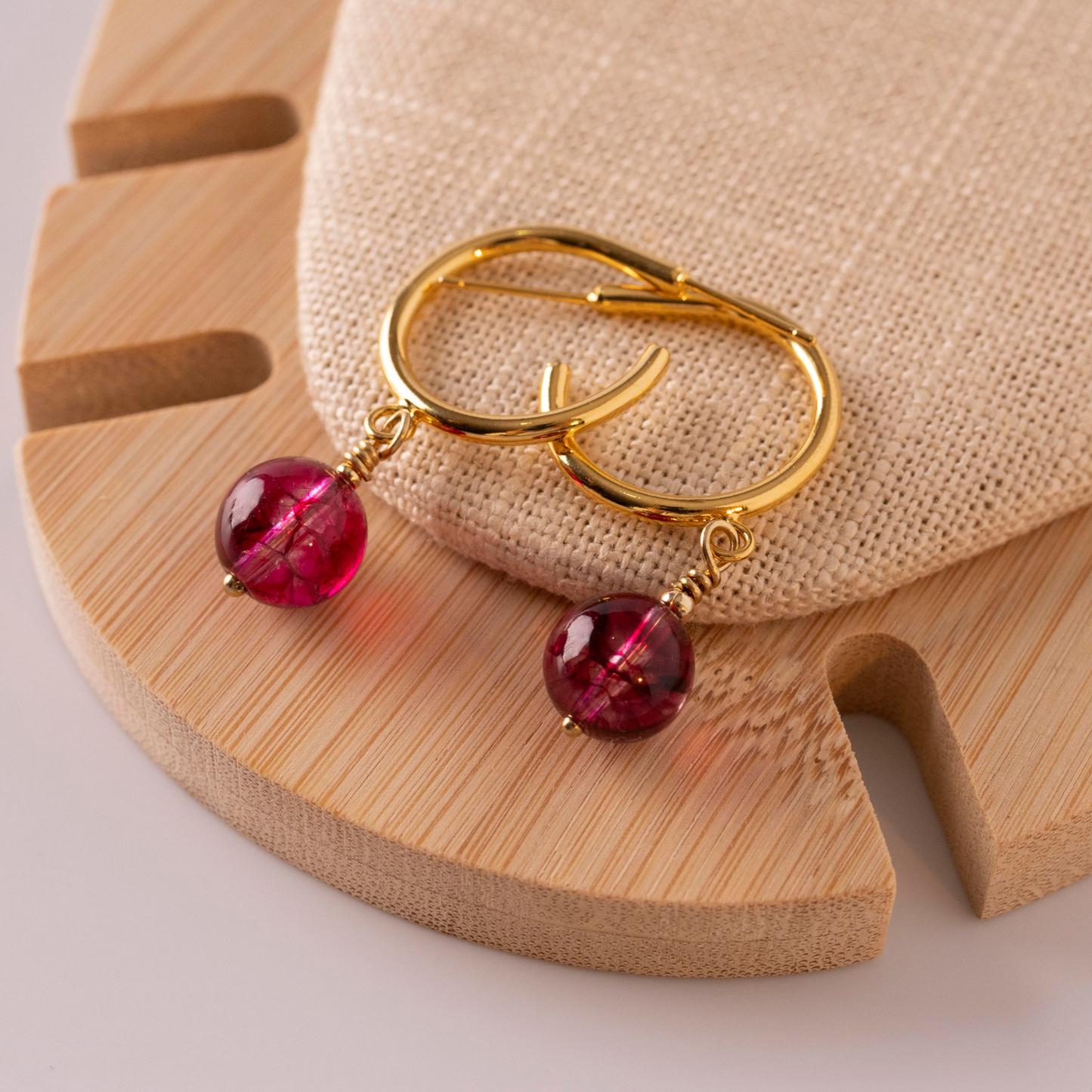Sophie Gold Hoops Earrings with Quartz - Mia Sophia Design