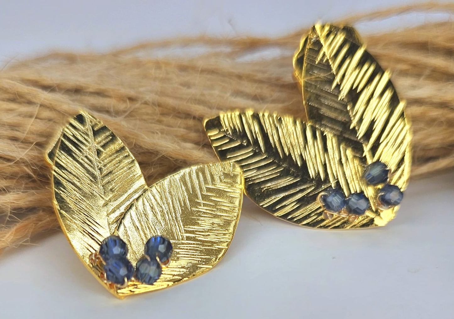 Olive Leaf Gold Stud Earrings with CRYSTALLIZED™ – Swarovski Elements - Mia Sophia Design