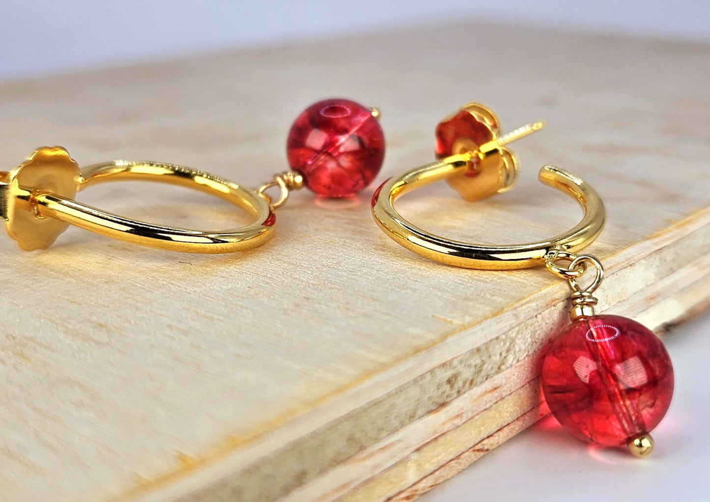 Sophie Gold Hoops Earrings with Quartz - Mia Sophia Design