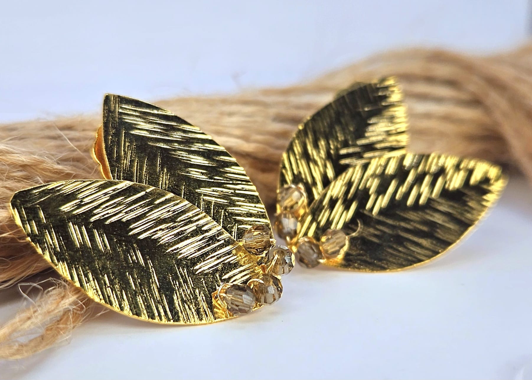 Olive Leaf Gold Stud Earrings with CRYSTALLIZED™ – Swarovski Elements - Mia Sophia Design