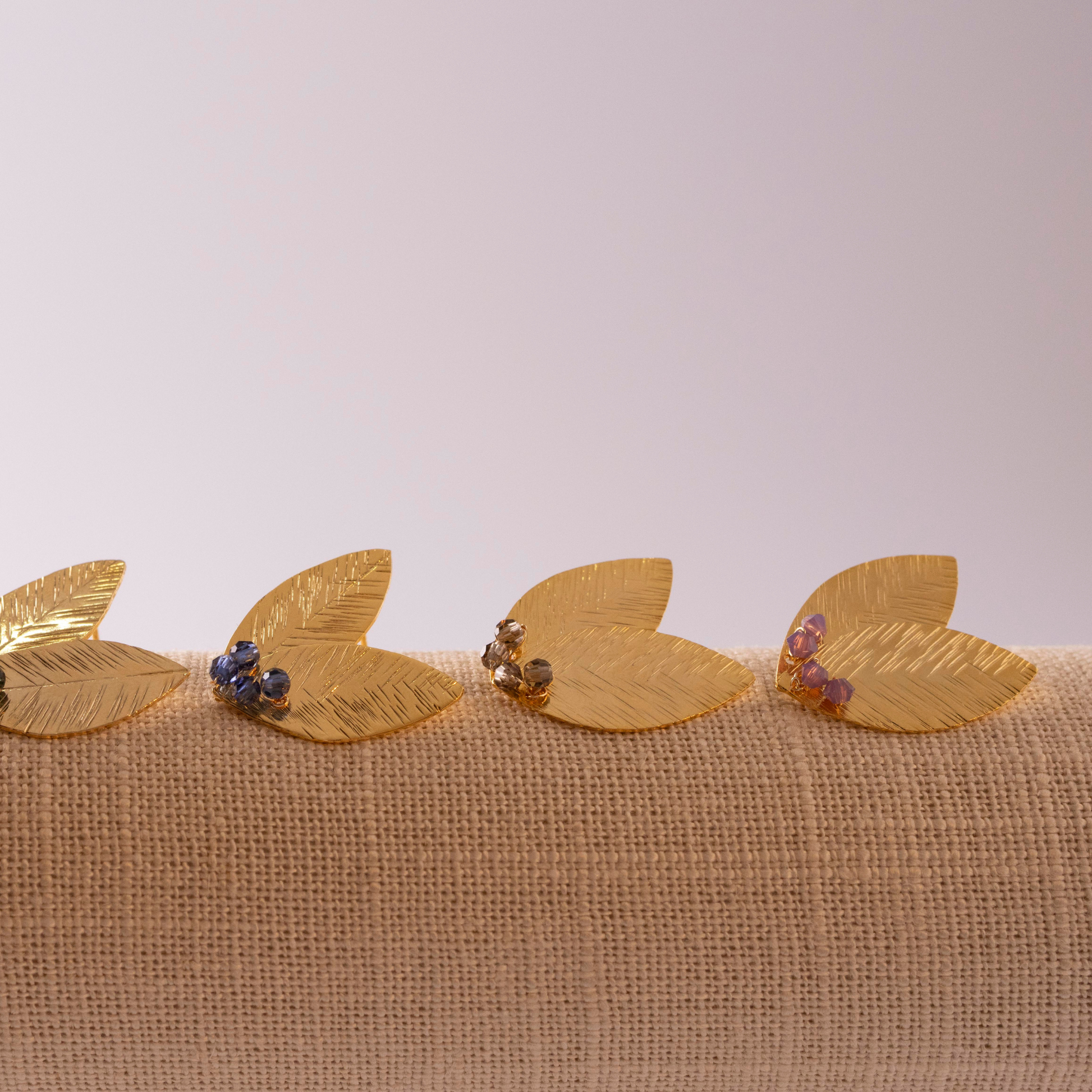 Olive Leaf Gold Stud Earrings with CRYSTALLIZED™ – Swarovski Elements - Mia Sophia Design