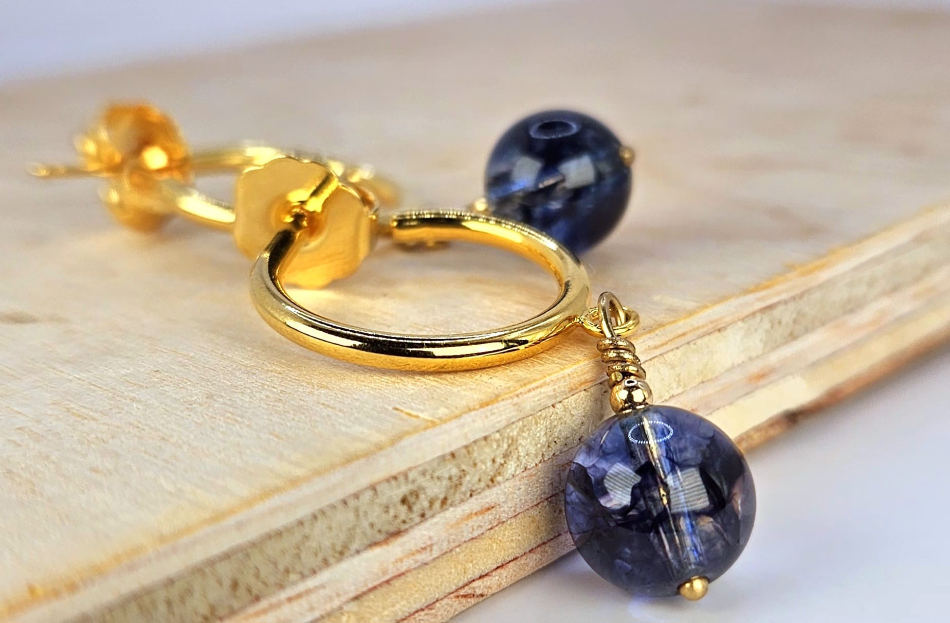 Sophie Gold Hoops Earrings with Quartz - Mia Sophia Design