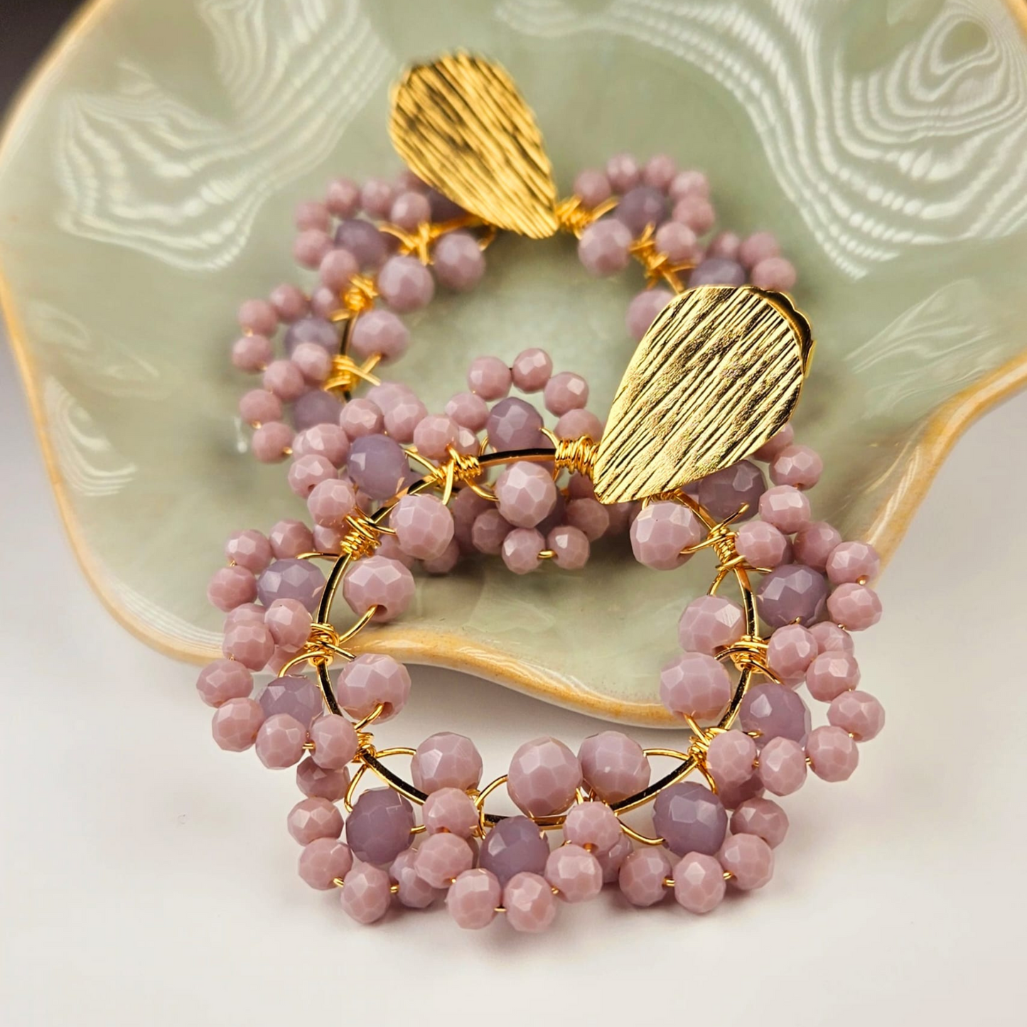 Monaco Gold Hoops with Crystals - Mia Sophia Design