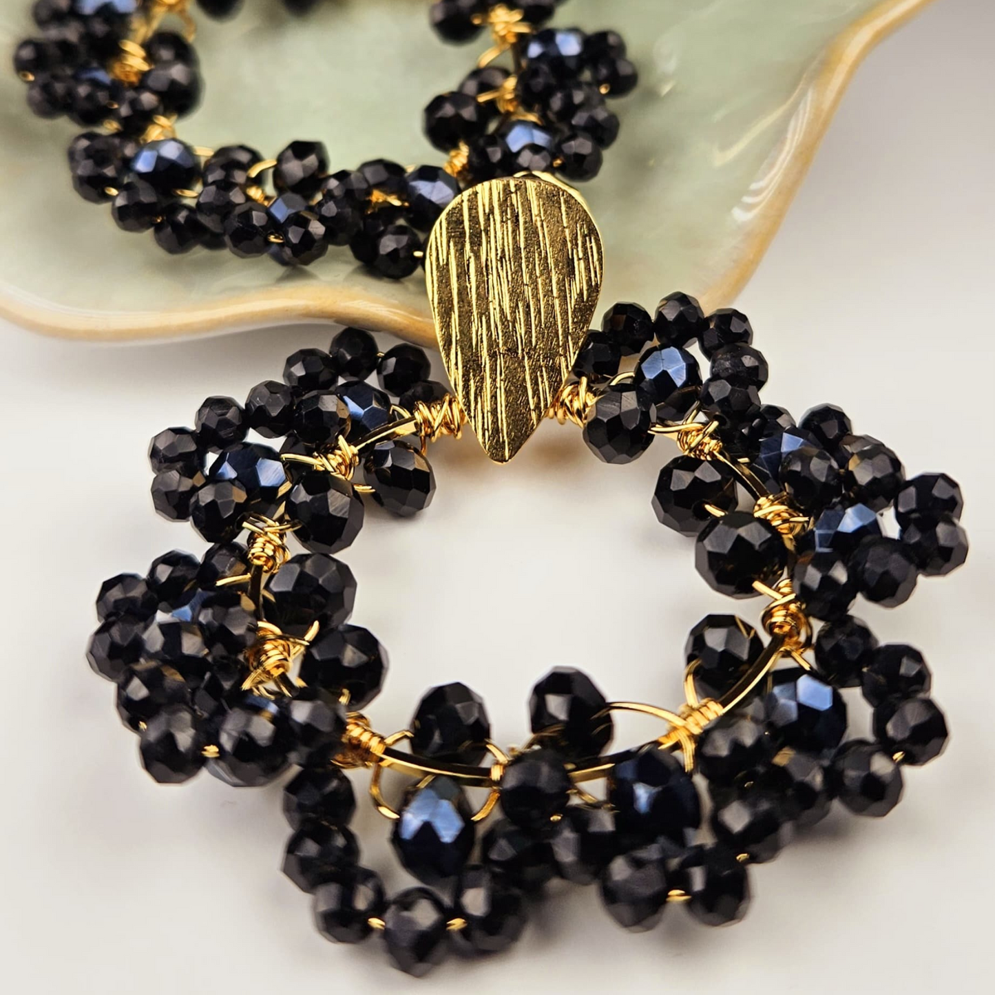 Monaco Gold Hoops with Crystals - Mia Sophia Design