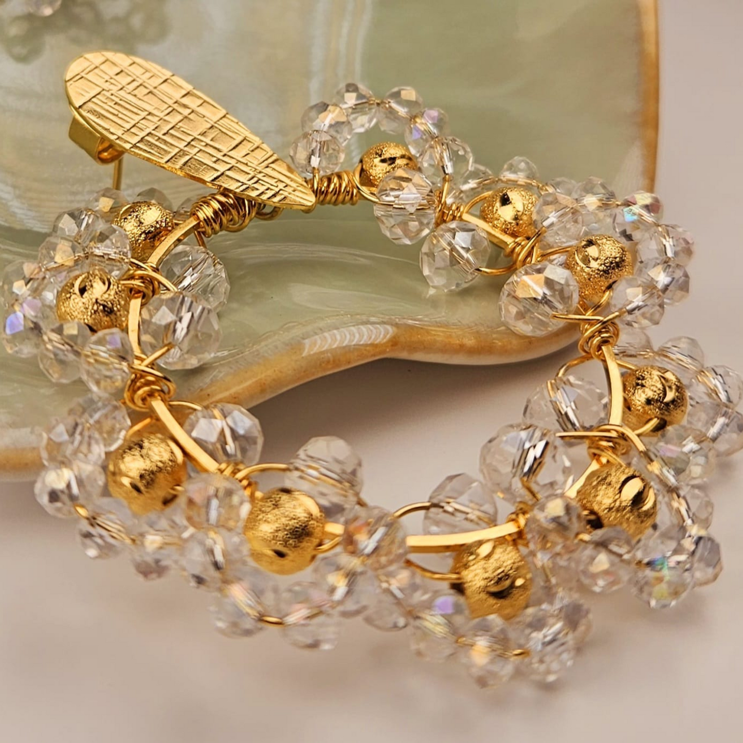 Monaco Gold Hoops with Crystals - Mia Sophia Design