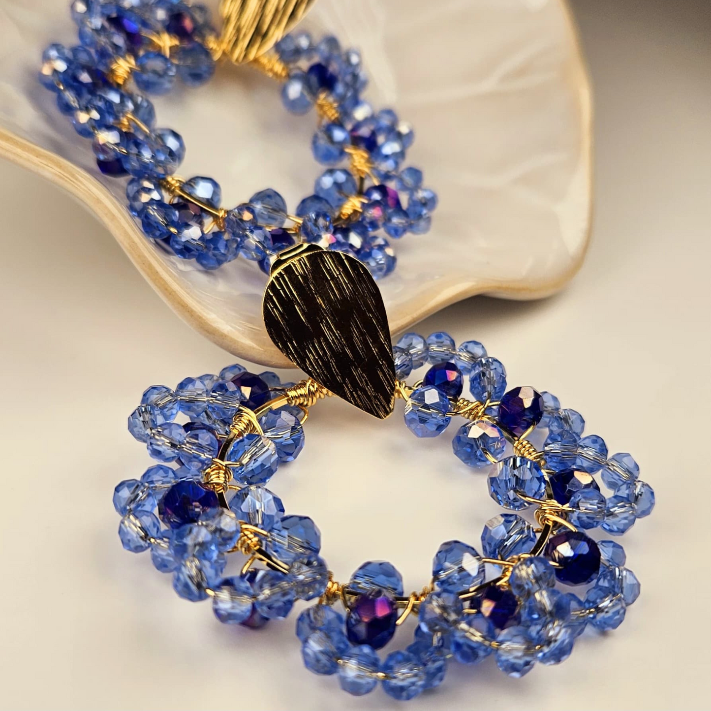 Monaco Gold Hoops with Crystals - Mia Sophia Design