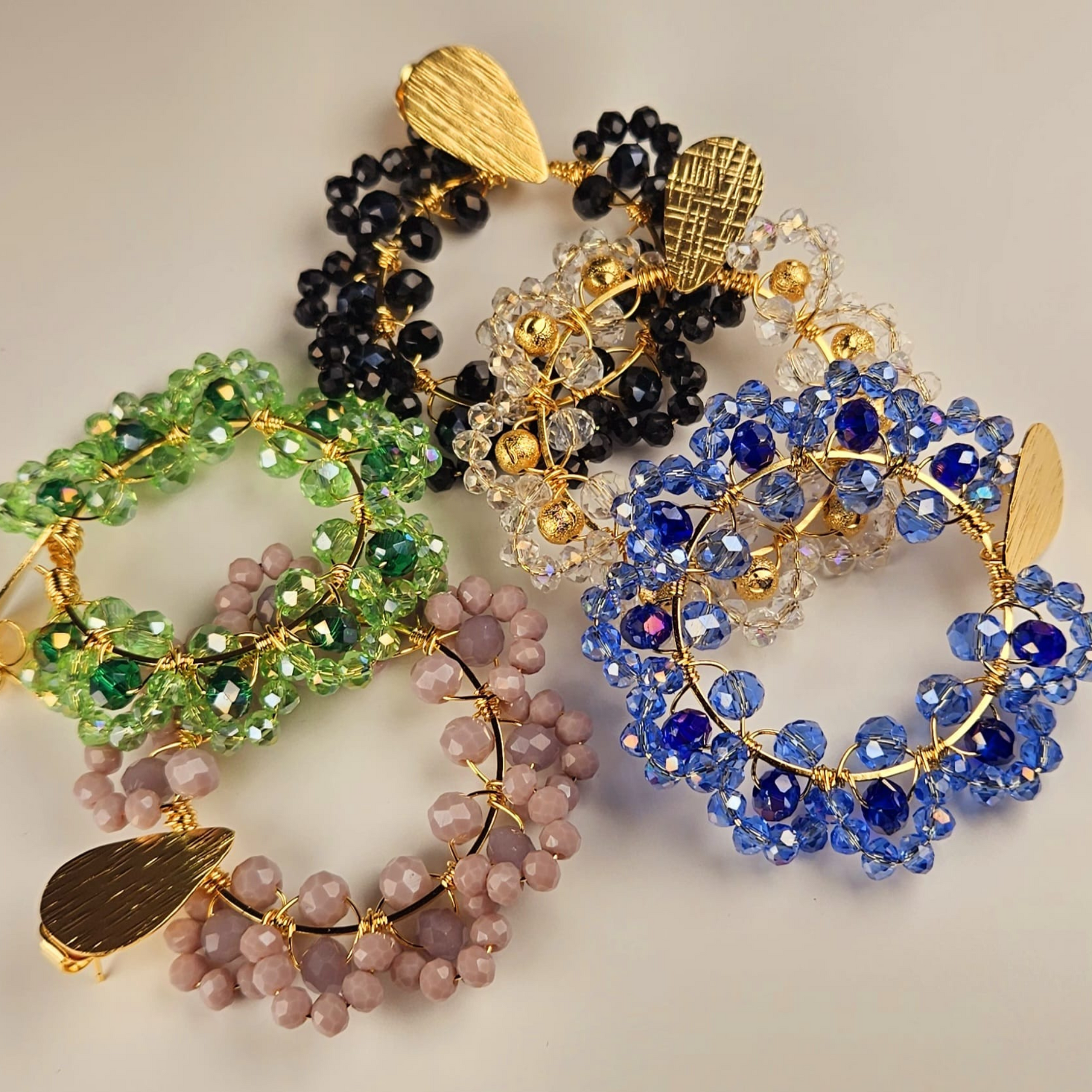 Monaco Gold Hoops with Crystals - Mia Sophia Design