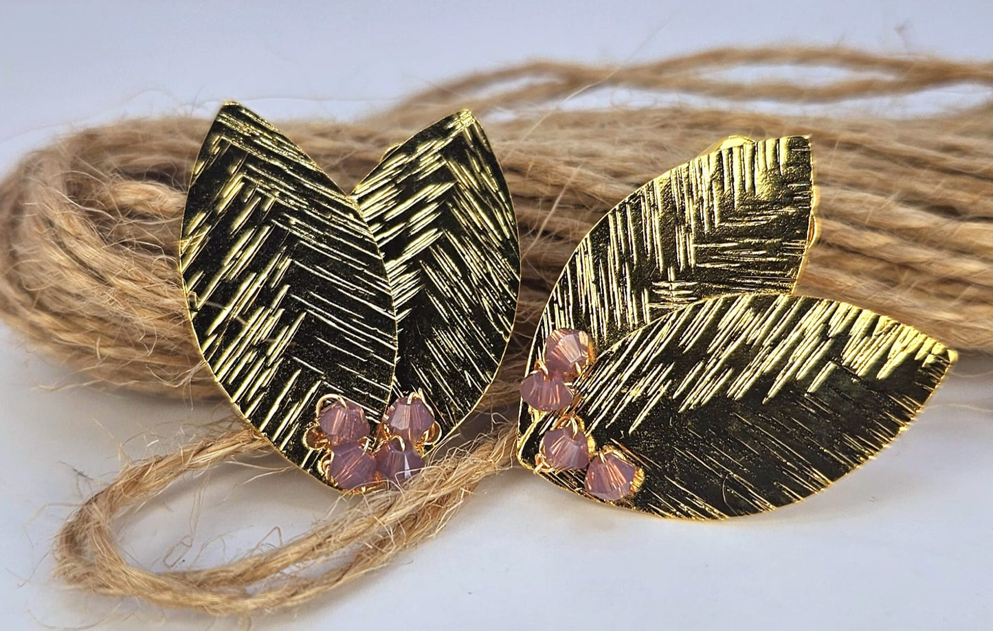 Olive Leaf Gold Stud Earrings with CRYSTALLIZED™ – Swarovski Elements - Mia Sophia Design